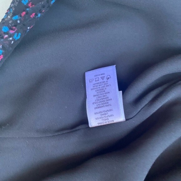 CeCe black floral long sleeve with velvet dot women blouse top large - Picture 7 of 11